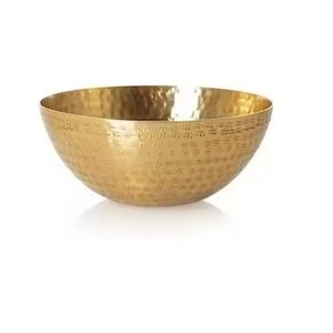 Elegante cuenco de metal decorativo dorado texturizado con diseño de borde artístico para una mesa elegante y un estilo interior - Product Image 2