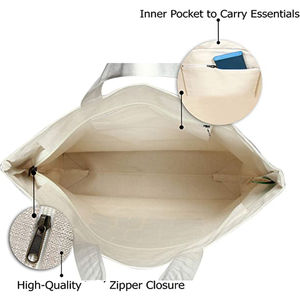 Bolso de lona plegable natural reutilizable con impresión de logotipo personalizado al por mayor bolso de compras de algodón bolso de mano liso para mujer - Product Image 2