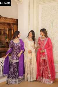 Nuevo diseño de lentejuelas Jacquard viscosa y trabajo bordado Zari para boda Festival desgaste Sharara traje con seda rusa Dupatta - Product Image 5