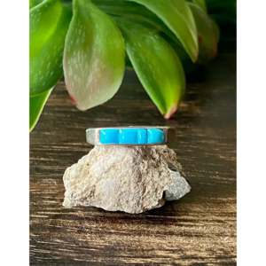 Anillo Allen Tolino para Hombre, Modelo Cobblestone, con Turquesa Sleeping Beauty y Plata de Ley, Piedra Natural Tallada, Talla 5.75, para Uso Diario - Product Image 1