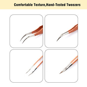 Pinzas para pestañas de acero inoxidable con logotipo personalizado Profesional, Diseño de agarre de rosa para Injerto de pestañas, herramientas de extensión de pestañas - Product Image 6