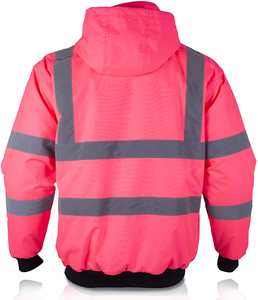 Veste de sécurité réfléchissante à capuche ample pour l'hiver, haute visibilité, pour le travail en extérieur, avec logo frontal – Grande Vente - Product Image 5