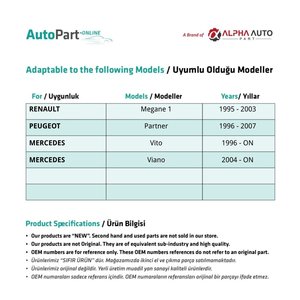 Juego de 10 poleas de gato de ventana delantera para Renault Megane 1 y Peugeot Partner Vito reguladores de ventana - Product Image 2