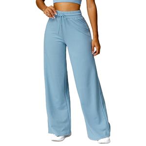 Pantalon de survêtement pour femme, taille mi-haute, devant plat, coupe régulière, été, avec poches, tissu éponge écologique, style décontracté - Product Image 6