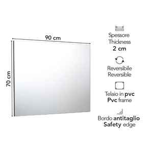 Miroir de salle de bain réversible 90x70 cm encadré avec support - Product Image 6