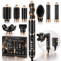 Styler capillaire ionique pliable 8-en-1 1400W avec moteur sans balais, fer à boucler et brosse volumisante, logo personnalisé, multi-styler de salon