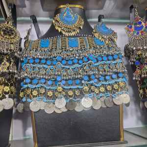 Meilleur prix, collier et boucles d'oreilles légères de style afghan pour mariée, dernier style indien pakistanais afghan, bijoux de mariage pour femmes - Product Image 3