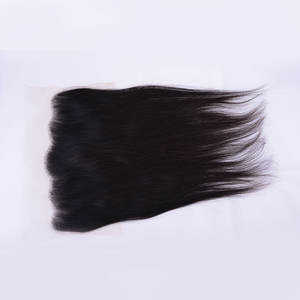 13X4 oreille oreille avant dentelle fermetures perruques frontal dentelle indienne Extensions de cheveux vierge Remy soyeuse droite vague Machine Double trame - Product Image 1