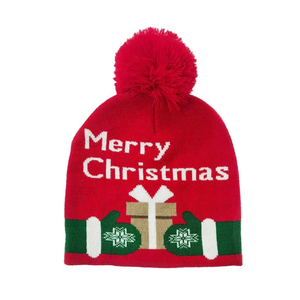 Quantité minimale de commande bas personnalisé tricoté épais bonnets de noël Bobble chapeau avec Logo chapeau d'hiver acrylique tricoté rayure bonnet chapeau avec boule supérieure - Product Image 2