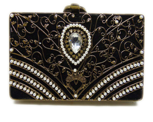 Women Gold <b>stud</b> resin stone Clutch Sling Wedding Evening Gift <b>Bag</b> - Product Image 1