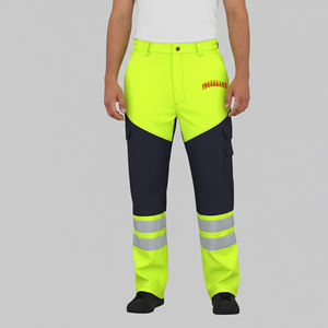 Hot Sale Lightweight Hi Vis Reflective ANSI Class 1 Waterproof Polyester Safety <b>Work</b> <b>Pants</b> Men's Custom Logo <b>Black</b> Panel - Product Image 4
