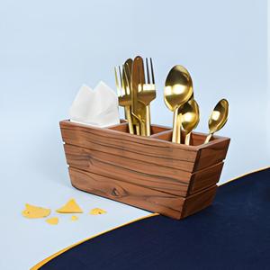 การออกแบบเรือทําด้วยมือที่วางช้อนส้อมไม้ที่วางเครื่องครัวยืนในราคาไม่แพง - Product Image 2