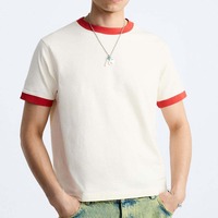 T-shirt Minimaliste Streetwear Homme Couleur Unie 100% Coton Tricoté Imprimé Respirant Anti-UV Vente en Gros OEM Marque Personnalisée