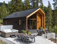 Villa en bois de style moderne minimaliste écologique avec 2/3 chambres / Maison à ossature bois / Design nordique, mélange de couleurs neutres, bois naturel