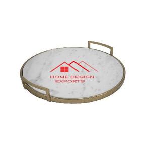 Plateau en marbre avec poignée en corde de jute, design attrayant, plateau de service alimentaire fait à la main - Product Image 2