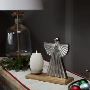 Centre de table de Noël en bois et en métal fabriqué à la main et conçu pour le style festif traditionnel et les tables à manger de Noël - Product Image 3