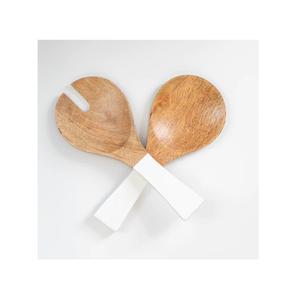 Juego de cubiertos de cocina más vendido: tenedor y cuchara de madera duraderos para ensalada y cena, con mango largo. - Product Image 3