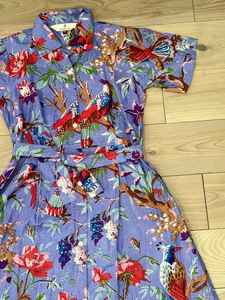 Vestido Maxi Kaftan de Algodón Orgánico con Estampado Floral Bohemio, Estampado a Mano, para Verano, Talla XS para Mujer - Product Image 5