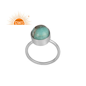 Nuevo diseño de plata esterlina fina Natural Mojave cobre amazonita piedra preciosa anillo apilable fabricante de joyas - Product Image 1