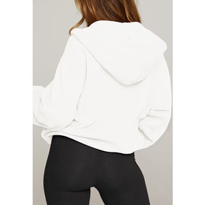 Outdoor Use <b>Winter</b> Woven <b>Women's</b> Crop <b>Top</b> Hoodies with Front Logo Custom Design Solid Color 100% Cotton Windproof & Comfortable - Product Image 5