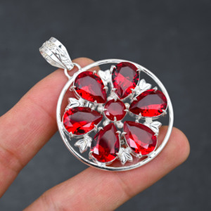 925ทำด้วยมือจี้พลอยโกเมนสีแดงเครื่องประดับจากดีไซน์เนอร์ของขวัญสำหรับผู้หญิง - Product Image 6