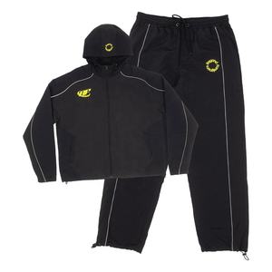 Manufacturer Custom Embroidery Logo Reflective Quick Dry Windproof PU Coated Jogging Spandex/Polyester <b>Drawstring</b> Tracksuit Men - Product Image 1