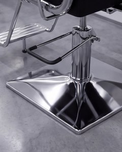 DECORS ALL Minimalist Barber Chair Faux Leather Seat Stainless Steel Base Hydraulic Pump Height <b>Adjustable</b> Square Barber Shop - Product Image 3