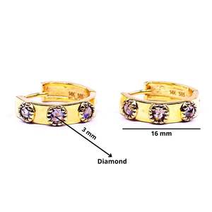 Vêtements de mariage attrayants en or 14 carats classique pas cher élégant fiançailles les femmes portent des boucles d'oreilles Huggies en diamant - Product Image 2