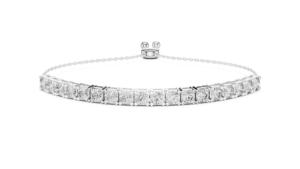 กำไลข้อมือเงินแท้ VDS 925 ประดับเพชรเลี้ยงในห้องปฏิบัติการทรงบริลเลียนต์ ปรับขนาดได้ รับรองโดย IGI ดีไซน์เรียบหรู กำไลแบบเลื่อน - Product Image 4