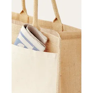 Borse Promozionali Personalizzate in Cotone con Tasca in Juta per Merchandising - Product Image 6