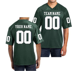 เสื้อแฟนอเมริกันฟุตบอลแบบสั่งทำ คุณภาพสูง สไตล์ใหม่ ไซส์ XL สีเขียวขาว ตัวเลขปักแบบ Tackle Twill เสื้ออเมริกันฟุตบอล - Product Image 2