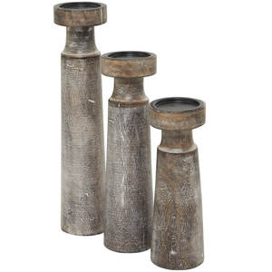 3 candelabros de madera marrón con hermoso estilo torneado elaborado a la perfección para un toque cálido y rústico a la decoración de su hogar - Product Image 4