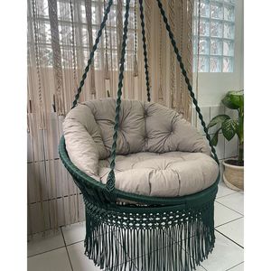 Chaise suspendue pliable en macramé pour jardin intérieur et extérieur, chaise double en macramé, chaise suspendue tissée pour meubles d'extérieur - Product Image 1