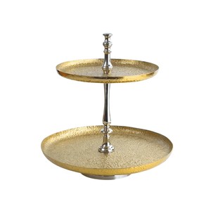 Soporte para Pastel Rectangular de Aluminio Martillado de 2 Niveles, Ecológico, de la Marca White Royals, Plato Decorativo de Metal para Servir Cupcakes y Postres - Product Image 2