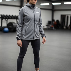 Chaquetas de Yoga con capucha para mujer, chaqueta deportiva de entrenamiento físico para gimnasio, chaqueta con cremallera de manga larga de secado rápido para mujer con capucha - Product Image 3