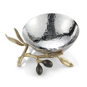 Aluminium Dessert Bowl With Brass Stand And Spoon Silver And <b>Gold</b> <b>Color</b> Round Shape <b>Food</b> Serving Bowl For Sale - Product Image 6