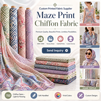 Tissu en mousseline de soie à motif labyrinthe personnalisable, motif floral, polyester doux, pour écharpe, chemise, foulard – Usine OEM/ODM – Meilleures ventes