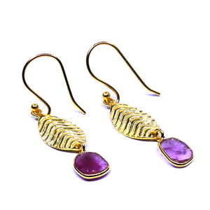 Wedding Wear 925 Sterling Silver Gold Plated Jewelry <b>Tourmaline</b> Gemstone Women Wear Feaf <b>Earring</b> Set - Product Image 2