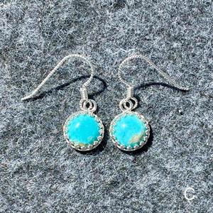 Top Quality Real Turquoise Earing with 10mm Round Kingman Gemstone Sterling Silver <b>Jewelry</b> <b>Handmade</b> Blue Stone Ring Gift for Her - Product Image 6