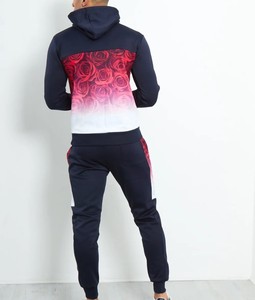 Traje deportivo de entrenamiento de alta calidad para hombre, chándal, conjunto de pantalones personalizados, Sudadera con capucha y bolsillo de canguro, Color de bloque - Product Image 4