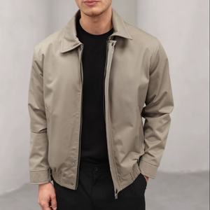 Abrigo Informal con Cremallera para Hombre, Color Beige Claro, Manga Larga, Estilo Urbano Minimalista, Impermeable, Transpirable, con Relleno de Plumón - Product Image 1