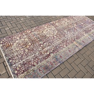 Turkish Vintage Rug, 3.8x9.9 ft <b>Runner</b> Rug, <b>Red</b> Bordered Rug - Product Image 2