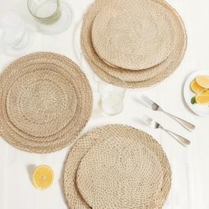 Vente chaude en gros personnalisé matériau naturel tapis napperons indien boho fait à la main rond jacinthe d'eau tissé décor de table - Product Image 4