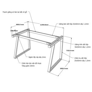 120x70cm Industrial Design Steel <b>Table</b> Legs Trapeze II Concept Assembly System <b>Office</b> Furniture-HCTH004 - Product Image 2