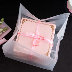 Bolsas de supermercado LDPE/HDPE de diseño personalizado con material transparente con un logotipo impreso, asas troqueladas y refuerzos laterales - Product Image 2