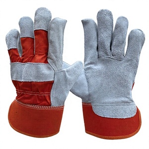 Thermal Heavy Duty Split Leather Work <b>Gloves</b> Reinforced Palm Industrial Safety <b>Gloves</b> Red Grey Cowhide Construction Welding Gard - Product Image 1
