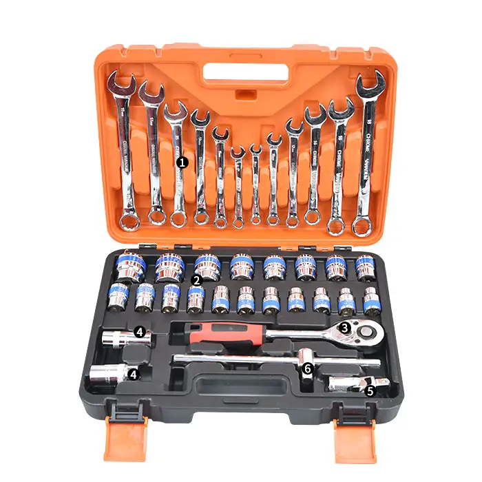 OEM/ODM 37-Piece Ratchet Drive Socket Wrench Set Mechanics Tool Set with Tool Box for Repairing