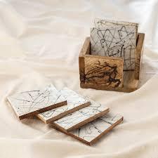 Sous-verres en bois avec support, 6 pièces, sous-verres en bois, ensemble de sous-verres pour Bar, cuisine, maison, appartement, noyer - Product Image 3