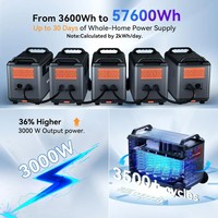 Station d'alimentation portable solaire pour voiture 3000W, batterie LiFePO4, contrôleur MPPT, onduleur à onde sinusoïdale pure, lampe de poche, démarreur d'urgence
