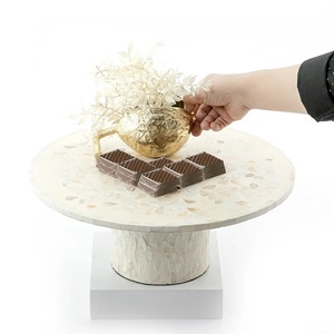 Supports à gâteaux en nacre de couleur ivoire fantaisie, supports à gâteaux en nacre, ensemble pour la décoration de mariage - Product Image 1